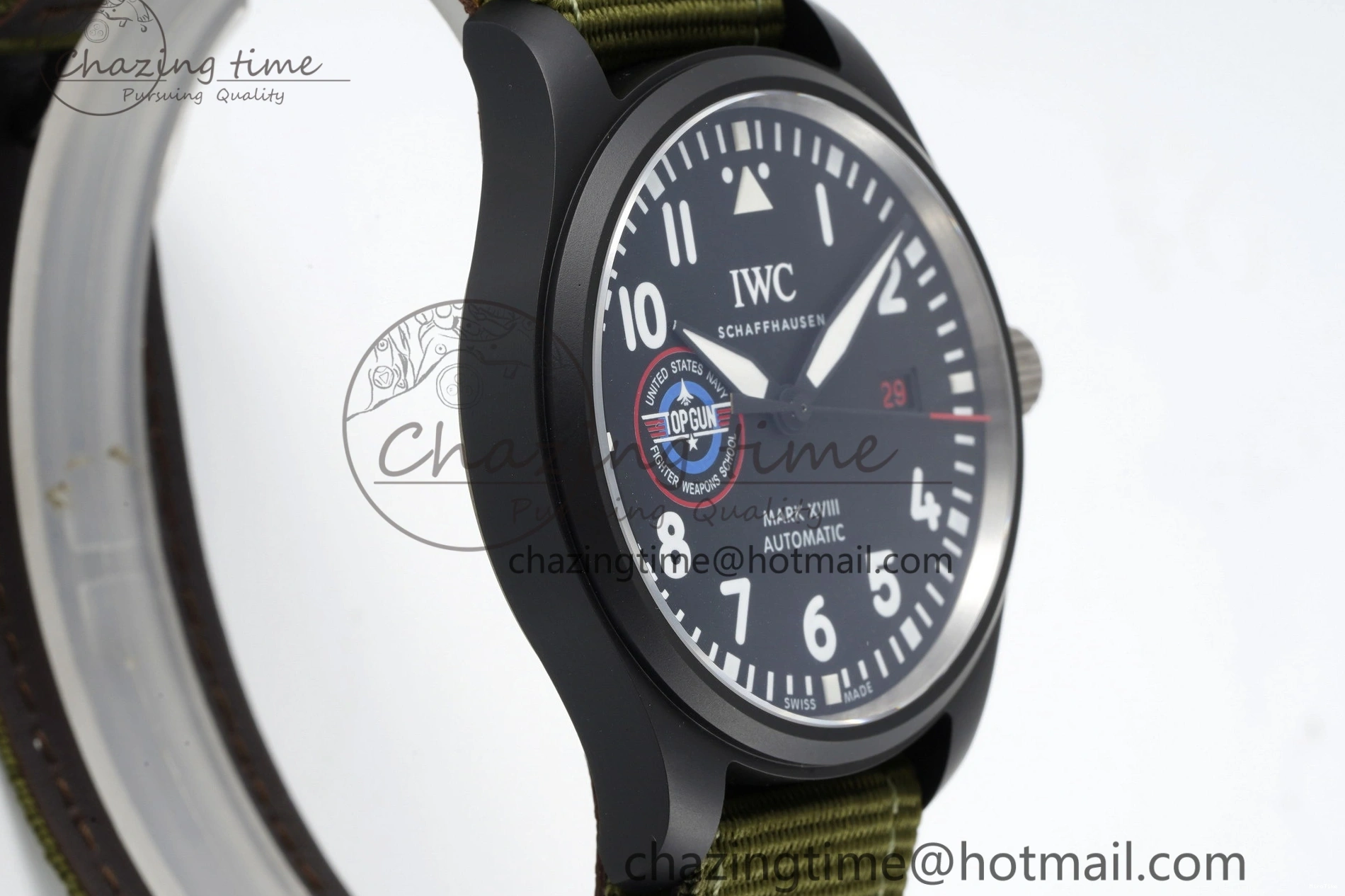 MIROTIME 0207 Top Gun Pilot Mark XVIII Limited “SFTI” M+F 1:1 Best Edition Black Dial on Green Nylon Strap A WaterResistant 7064